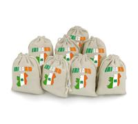 Ireland Map Flag Irish St Patricks Cotton Linen Drawstring Bags Package Pouch Reusable Pockets 8pcs