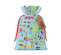 Ireland Map With Icons Drawstring Gift Bags Small Item Treats Wrapping Storage Bags Christmas Birthday Party Holiday