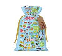 Ireland Map With Icons Drawstring Gift Bags Small Item Treats Wrapping Storage Bags Christmas Birthday Party Holiday