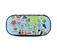 Ireland Map with Icons Print Lightness Portable Pencil Case Spacious Pen Bag School Supplies Makeup Storage