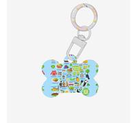Ireland Map with Icons Printing Bone Shaped Dog Tag Pet Id Tags,Acrylic Dog Tags Cat Tags with Ring for Dog Cat,Pendant Crafts