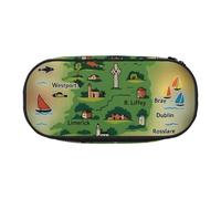 Ireland Map with Landmarks Print Lightness Portable Pencil Case Spacious Pen Bag School Supplies Makeup Storage