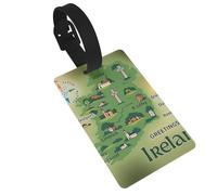 Ireland Map with Landmarks Print Luggage Tags Quick Install Airplane Travel Essentials for Suitcases Durable PVC Bag Tag