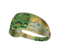 Ireland Map With Landmarks Printing Double-Sided,Unisex Elastic Sports Headband,Ideal As A Gift For Sports-Loving Friends,Family