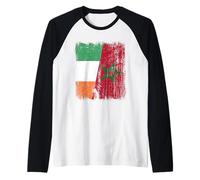 Ireland Morocco Half Flag Irish Moroccan Heritage Jersey Raglan Baseball Tee