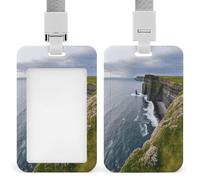 Ireland Outdoors County Clare The Cliffs Badge Holder ID Badge Card Holder Wallet Case Sturdy Lanyard Badge Protector Vertical Plastic Card Case Protector Pouch with Clear Window ID Holder