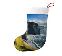 Ireland Outdoors County Clare The Cliffs Christmas Stocking 17.7", Festive Hanging Sock for Fireplace Mantel, Holiday Decorations