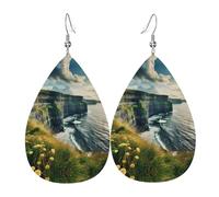 Ireland Outdoors County Clare The Cliffs Dangle Earrings Printed Leather Earrings Fashion Ear Pendants For Mother'S Day Party