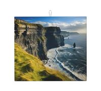 Ireland Outdoors County Clare The Cliffs Print Absorbent Dish Drying Mat Kitchen Counter Foldable Reusable Coffee Bar Utensil Pad