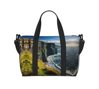 Ireland Outdoors County Clare The Cliffs print Gym Bag for Women,Carry on Weekender Overnight Duffle Bag,Personal Item Tote Bag, Black, One Size
