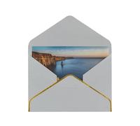 Ireland Outdoors County Clare The Cliffs Print Horizontal Gold-Edged Pearl Greeting Card W/Envelope-Holiday,Birthday,Anniversary,Party(2pcs)