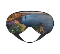 Ireland Outdoors County Clare The Cliffs Print Sleep Mask Silk Eye Cover Soft Satin Blindfold Elastic Strap Night Eyeshade Travel Nap for Women Men