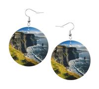 Ireland Outdoors County Clare The Cliffs Printed Round Earrings For Women, 1 Pair Lightweight Leather Pierced Earrings Set Trendy Jewelry Gifts For Women Girls