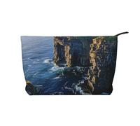 Ireland Outdoors County Clare The Cliffs Prints Corduroy Makeup Bag for Women Girls, Spacious Travel Cosmetic Organiser for Make-up, Toiletries & Essentials