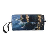 Ireland Outdoors County Clare The Cliffs Prints Cosmetic Bag Makeup Bags for Women Travel Toiletry Bag Accessories Organizer with Handle, Zipper Closure