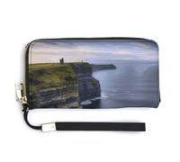 Ireland Outdoors County Clare The Cliffs RFID Blocking Wallet for Women,Clutch With Change Pocket, Wristlet Wrist Strap with Card Slots