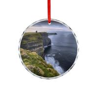 Ireland Outdoors County Clare The Cliffs Round Glass Ornament Keepsake Gift Exchange Ideas Car Decor,Christmas Ornaments for Tree Window Garden Ornaments