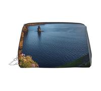 Ireland Outdoors County Clare The Cliffs Small Makeup Bag Travel Cosmetic Bag Makeup Pouch PU Leather Portable Versatile Zipper Make up Bag for Women Girls