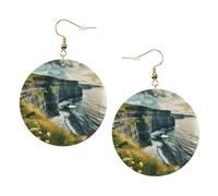 Ireland Outdoors County Clare The Cliffs Trendy Leather Earrings For Women Dangle 1 Pair Lightweight Printed Piercing Earrings Jewelry Gifts For Women Girls