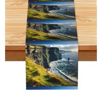 Ireland Outdoors County Clare The Cliffs Vintage Style Table Runner 13x72in, Soft Printed Centerpieces for Tables, Kitchen, Countertops & Dining Area Home Decor