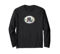 Ireland Oval Auto Decal with Flags Distressed Print Long Sleeve T-Shirt