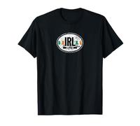Ireland Oval Auto Decal with Flags Distressed Print T-Shirt