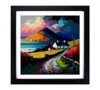 Ireland Palette Knife Framed Wall Art Print 18x18 Inch Black | Ready to Hang, Premium Gi Paper, Fade-Resistant Inks, Securely Packaged, UK Made