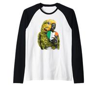 Ireland Parrot Irish Flag Heart Irish Roots Irish Pride Raglan Baseball Tee