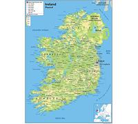 Ireland Physical Poster Map - 16.5 x 23.3 inches - Paper Laminated