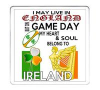 IRELAND RUGBY COASTER I May Live In England But On Game Day My Heart And Soul Belong To IRELAND. Matching Items Available. Can Be Personalised. Ireland Rugby Gift.