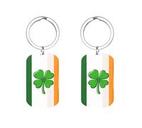 Ireland Shamrock Irish Flag Metal Keychain Printed Key Tags Personalized Key Labels with Ring Unique Gifts