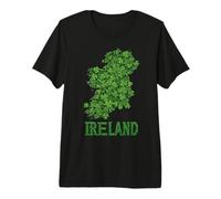 Ireland Shamrock Map Design, St Patrick’s Day Green Clover Premium T-Shirt
