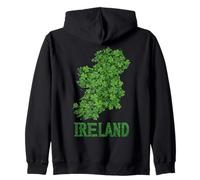 Ireland Shamrock Map Design, St Patrick’s Day Green Clover Zip Hoodie