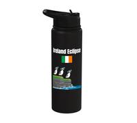 Ireland Solar Eclipses Lover Puffin Colony Ireland Flag Stainless Steel Insulated Water Bottle