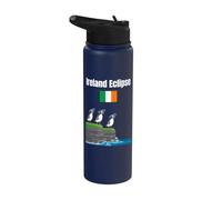 Ireland Solar Eclipses Lover Puffin Colony Ireland Flag Stainless Steel Insulated Water Bottle