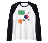 Ireland South Korea Half Flag Irish South Korean Heritage Raglan Baseball Tee
