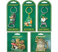 Ireland Souvenir Set 5-Pack - Metal Keyring Bottle Openers with Leprechauns + Fridge Magnets Featuring Irish Landmarks, Shamrock, Beer Mug, Dublin Cork Limerick Holiday Tokens (3)
