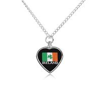 Ireland St. Patrick's Day Custom Cremation Jewelry Urn Necklace for Dog Pet Ashes Heart Memorial Pendant