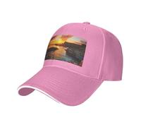 Ireland Sunset Seascape Print Adjustable Size Sandwich Baseball Cap Breathable Unisex Casual Hat Daily Use Sport Pink