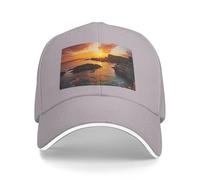Ireland Sunset Seascape Print Adjustable Size Sandwich Baseball Cap Breathable Unisex Casual Hat Daily Use Sport Gray