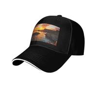 Ireland Sunset Seascape Print Adjustable Size Sandwich Baseball Cap Breathable Unisex Casual Hat Daily Use Sport Black