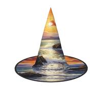 Ireland Sunset Seascape Print Comfortable Unisex Halloween Witch Hat For Party Carnival Accessory Cap Cosplay