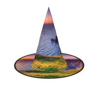Ireland Sunset Seascape Print Halloween Witch Hat,Foldable Spire Hat,Suitable For Halloween Carnival,Masquerade,Party Costume Accessories