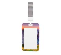 Ireland Sunset Seascape Print Id Badge Holder Sliding Card Holder Vertical Card Protector Cover Case Teacher Lanyard for Office Women Men