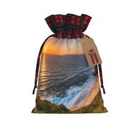 Ireland Sunset Seascape -Print Multi-Colored Burlap Drawstring Pouches, Eco-Friendly Bags For Parties Wedding Favors Packaging S Size