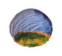 Ireland Sunset Seascape Print Shower Caps Elastic Reusable Waterproof Bath Caps Double Layer Hair Cap for Women Men