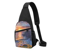 Ireland Sunset Seascape Printed Chest Bag Sling Bag for Men Women, Outdoor Crossbody Fanny Packs Hiking Chest Packs Sport Daypacks
