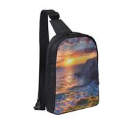 Ireland Sunset Seascape Printed Chest Bag Sling Bag for Men Women, Waterproof Crossbody Backpack Men Bag for Runner Workout Hiking Cycling Travel