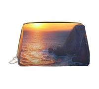 Ireland Sunset Seascape Printed Cosmetic Bags for Women Mom, Small PVC Leather Travel Makeup Bag Cute Gifts Toiletry Bag with Zipper
