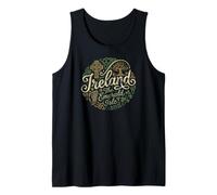 Ireland The Emerald Isle with Irish Symbols Distressed Print Tank Top